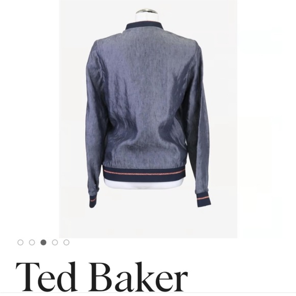 Ted Baker London Shiny Blue Linen Bomber - Ted Sz 2 - Picture 2 of 7